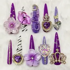 キッズネイルチップ　スーパーロング　KOGYARU コギャルネイル　パープル