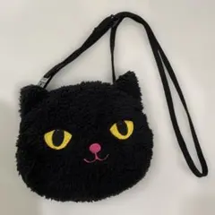 黒猫 フェイス型 ポシェット ショルダーポーチ