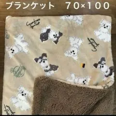 【新品】ミニチュアシュナウザー柄　プードルボア　ブランケット　膝掛け　BE