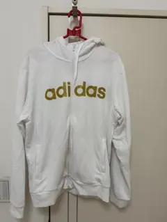 adidas アディダス ジップアップパーカー ホワイト ゴールドのサムネイル