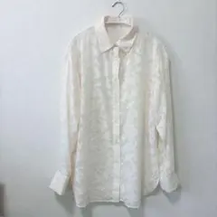 ブラウス 【M】 アイボリー レース模様 シャツ シア