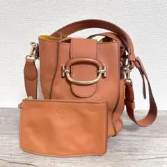 TOD'S ダブルTリング 2way バケツトート ショルダーバッグ シボレザー