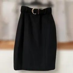 黒 タイトスカート ベルト付き
