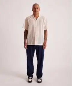 Saturdays NYC CANTY COTTON LACE SS SHIRT
