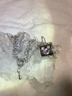円柱型トップ ネックレス ラインストーン