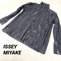 美品✨ISSEY MIYAKE プリーツ　ブラック　シャツ　光沢感のサムネイル