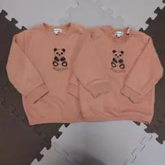 オレンジ パンダ刺繍 長袖トレーナー 2枚セット　姉弟お揃いのサムネイル