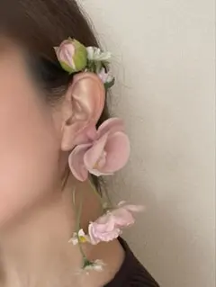 フラワーイヤカフ　イヤカフ　前撮りアクセ　結婚式アクセ