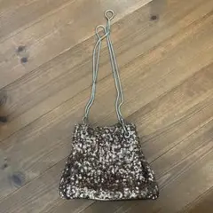 スパンコールショルダーバッグ ブラウン