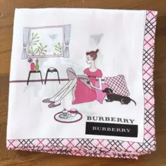 【新品シール付】　バーバリー　女の子　ハンカチ　犬　ピンク