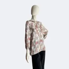 極美品 ANAYI アナイ コットンシルク ピンタック ブラウス レッド 