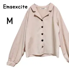 Emsexcite　シャツジャケット　ベージュ　オフホワイト　Vネック　襟付き
