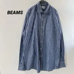 ビームス　青×白　ストライプ　オーバーサイズ　綺麗め　ビジネス　ヴィンテージ　L