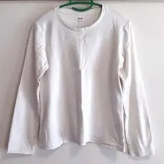 【使用感あり】ユニクロ 長袖 Tシャツ ホワイト M 定番 人気 清潔感 無地
