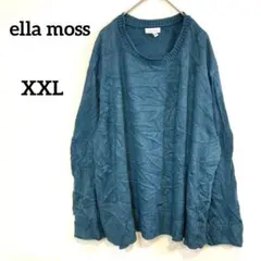 ella moss【XXL】青 長袖ニットセーター サイドスリット