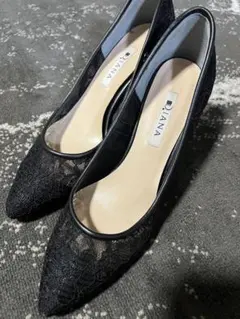 DIANA ブラックレース ハイヒール23.5