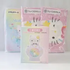 【新品未開封】サンリオ キティちゃん 置き時計 フェスタオル２点 マルチケースのサムネイル