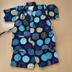男の子 甚平 90cm 水玉 花火 和柄