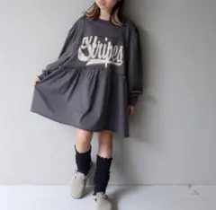 かすれロゴ長袖チュニックミニワンピ　CIAOPANIC TYPY