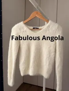Fabulous Angola ホワイト Vネック ニットセーター 長袖