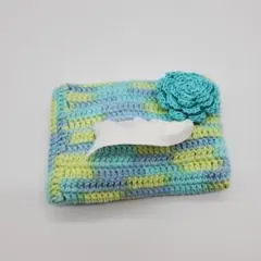 ハンドメイド レース編み ポケットティッシュケース カラフル 花柄 84