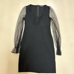 黒のポルカドットシースルードレス
