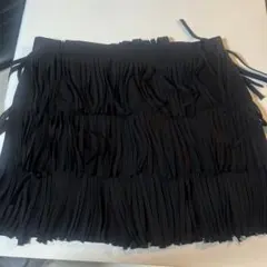 フリンジミニスカート 黒 青 2色セット
