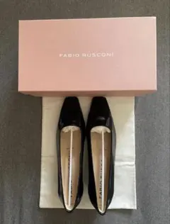 ファビオルスコーニ黒エナメルスクエアトゥパンプス38サイズ