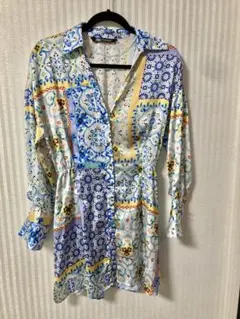 ZARA マルチカラー花柄ミニワンピース S