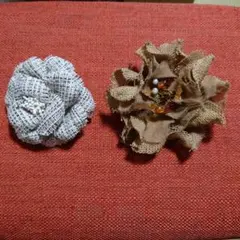 花モチーフ ブローチ 2点セット