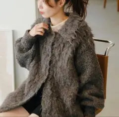 【 kastane】ウェーブ起毛ロングニット