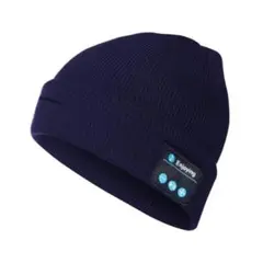 ラスト1個！Bluetoothヘッドホン内蔵　ニット帽　ネイビー