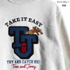 トムとジェリー スウェット トレーナー裏起毛 M ライトグレー バック相良刺繍