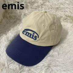 美品　人気　emis キャップ 韓国 イエロー×ネイビーのサムネイル