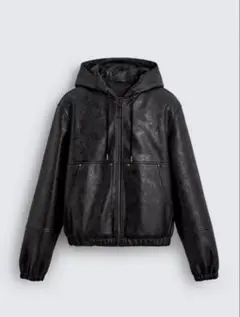leaf様専用　zara（ザラ）フェイクレザー　フーデッド　ジャケット