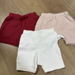 コットンパンツ 3点セット 赤 白 ピンク