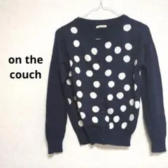 on the couch ドット柄長袖ニットカーディガン ネイビー 【M】
