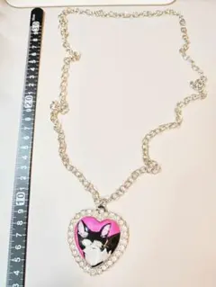 ねこ 猫 ピンク ハート ネックレス Y2K風／チェーン長さ約70cm