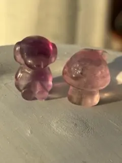 フローライト☆ミニキノコ&ドッグカービング　　NO.1