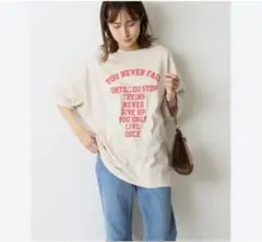 FRAMeWORK フロントロゴ　ハーフスリーブＴシャツ　ベージュのサムネイル