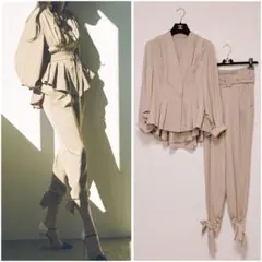 ルイルエブティック フォーマル セットアップ ジャケット フレア パンツ リボン