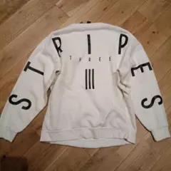 adidas パーカー　トレーナー　白　L ロゴ　three stripes