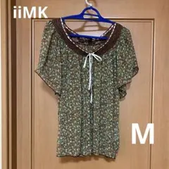 【iiMK】ブラウン系 フラワープリント チュニック 半袖 サイズ38(M)のサムネイル