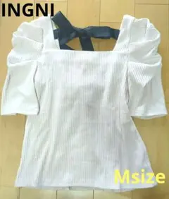 INGNI イング　リブニットバックリボン 半袖トップス　ピンク　ガーリー夏服のサムネイル