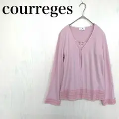 courreges レディース M ピンク リブ フリル レトロ 上品のサムネイル