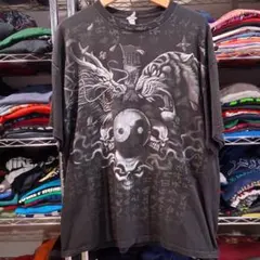 USA古着 不思議の国のアリス Tシャツ 黒 2XL ゴシック調 tシャツ 