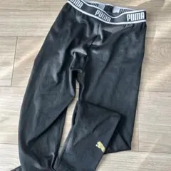 PUMA ブラック スパッツ ゴールドロゴ130