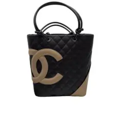 CHANEL キルティングトートバッグ ブラック/ベージュ