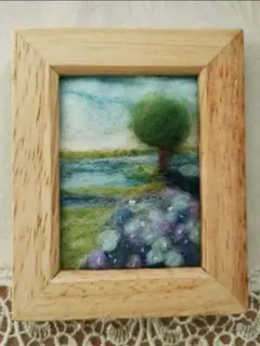 ✽.* ネモフィラの咲く丘の風景… 羊毛フェルトフレーム mini ✽.*