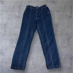 ハイウエストダークブルーデニムパンツ